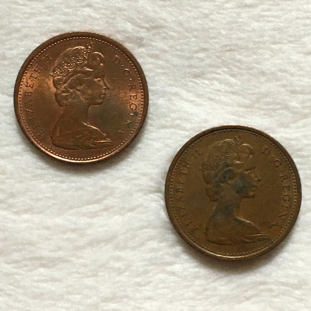 Set of 2 1867-1967 Canada Centennial Dove Pennies - RCM Bronze Small Cents - Picture 4 of 4